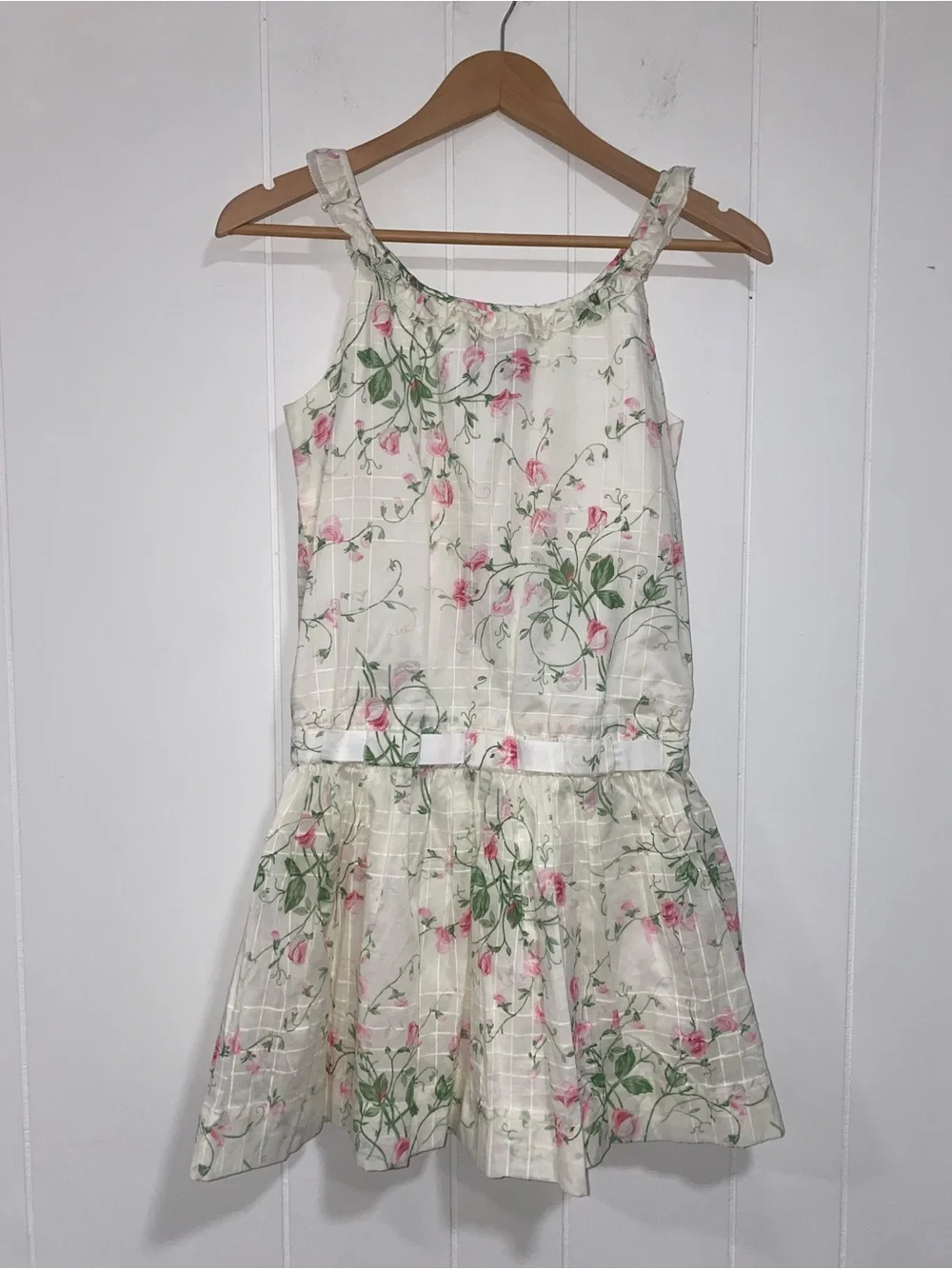 Ralph Lauren Cream Floral Sundress with Pink Roses girls sz12‎